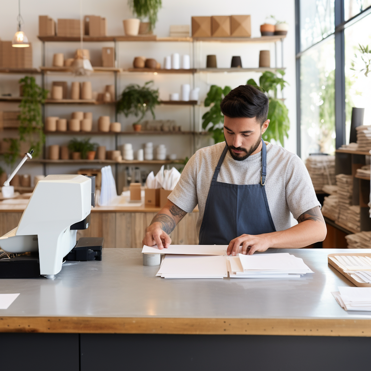 Artisan retailer working