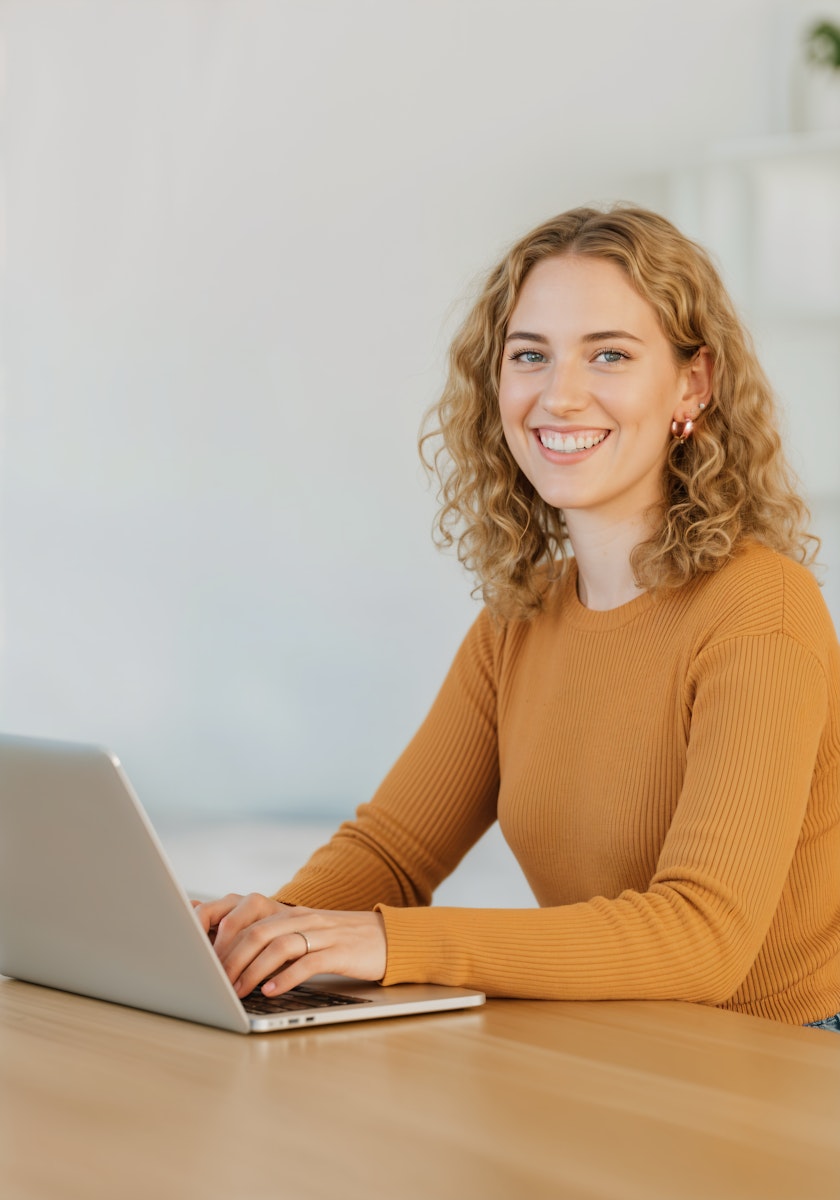 Woman typing on laptop