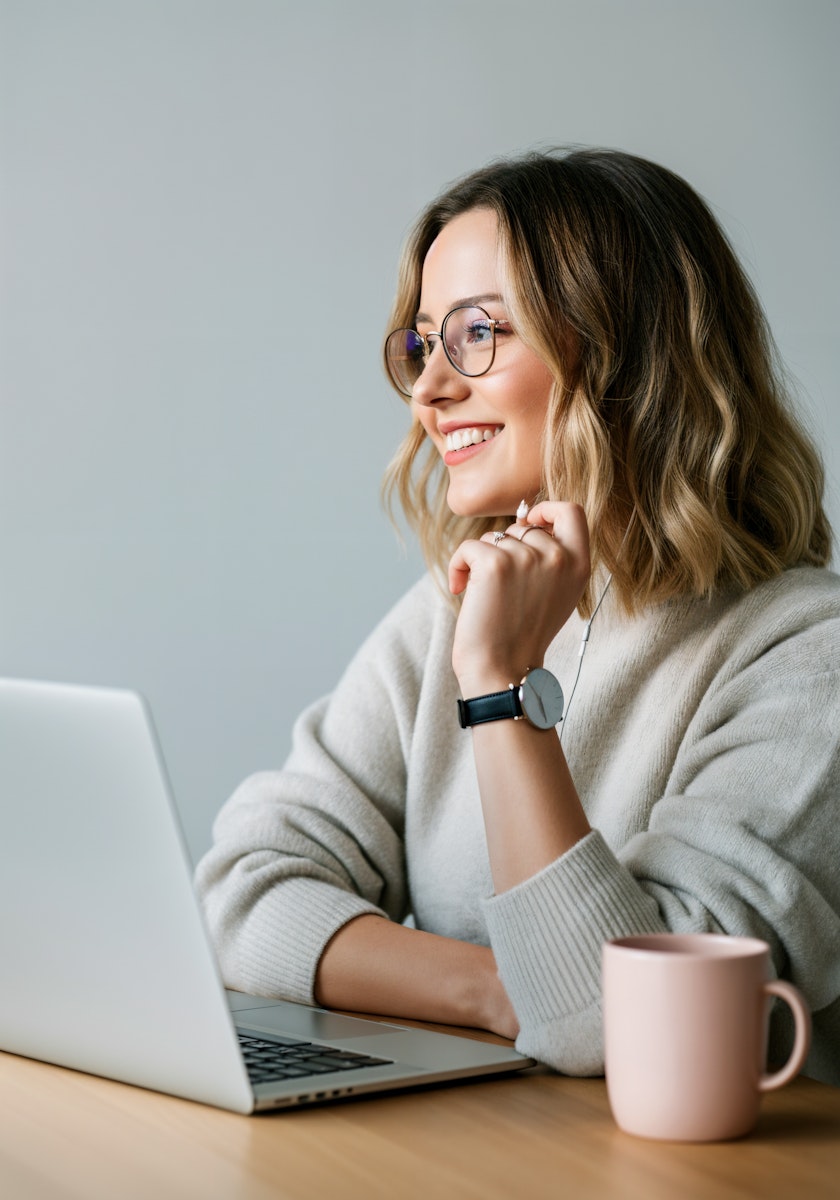 Woman at desk with laptop